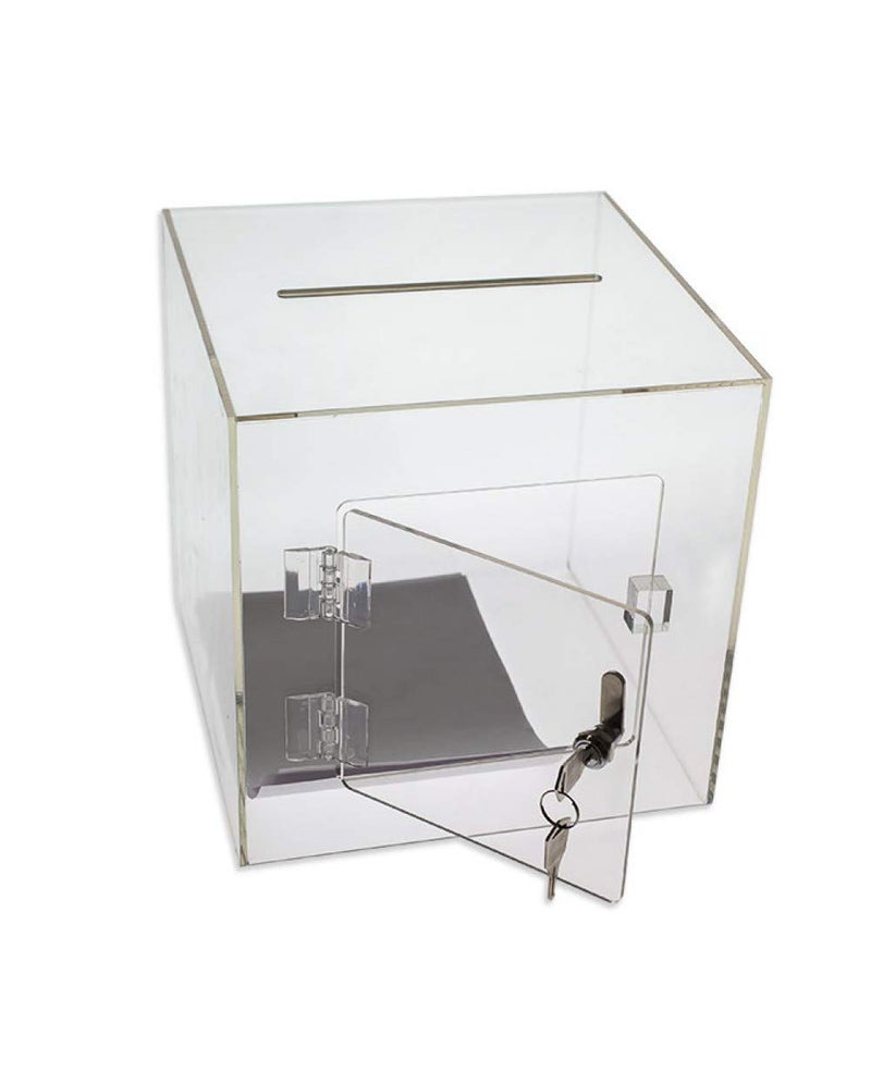 Premium Clear Acrylic Ballot Box Donation Box Cube (12 Inch)